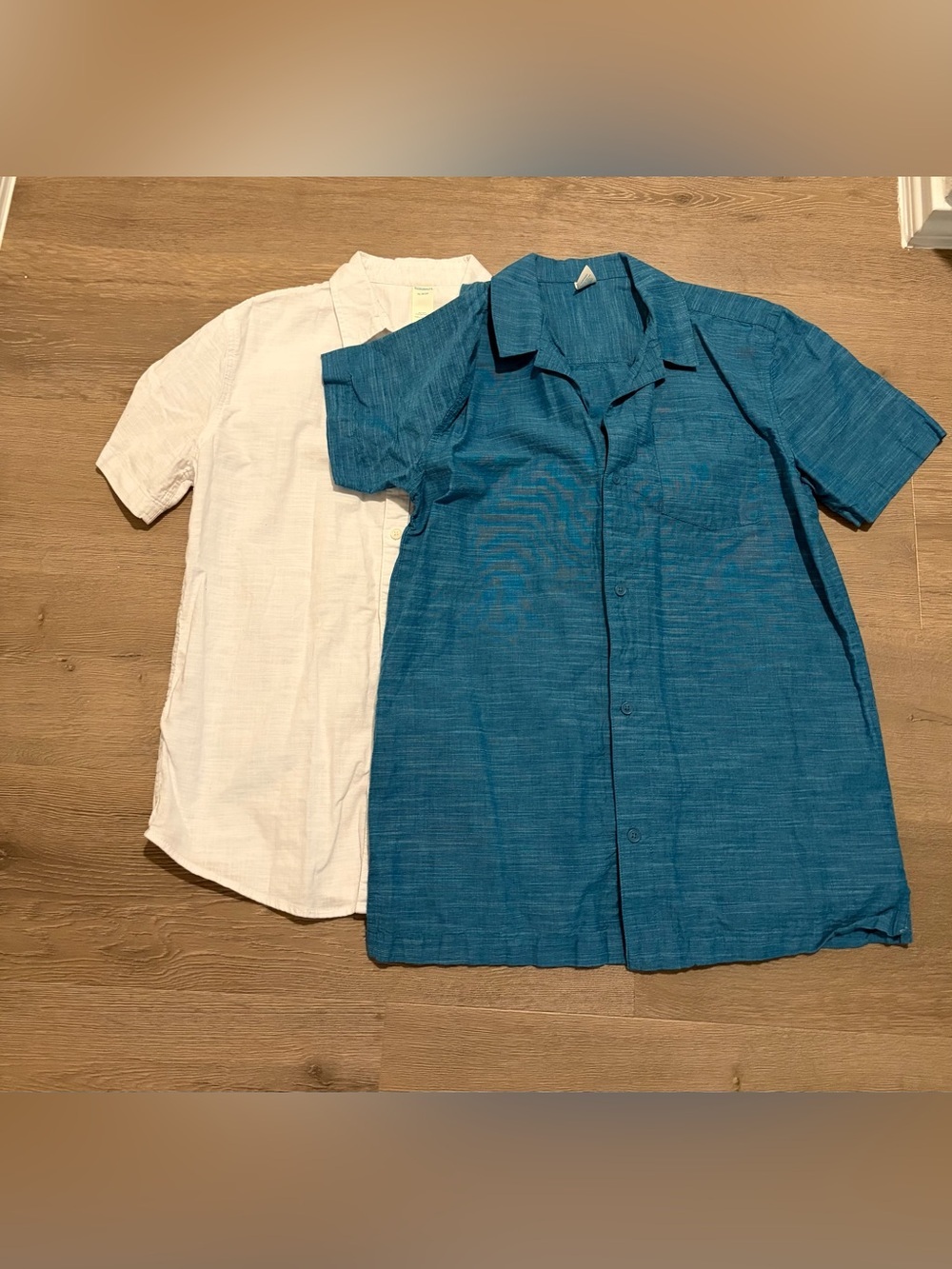 Kids Short-Sleeve Button Shirt - Blue and White